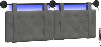 vidaXL Cabecero Colgante Con Luz Led Gris Oscuro Terciopelo Vidaxl