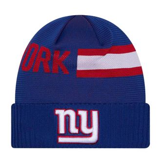 New Era Unisex-Adult NFL Official Sideline Team Logo Wordmark Tech Cuffed Beanie Cold Weather Knit Hat, New York Giants - Blue, One size