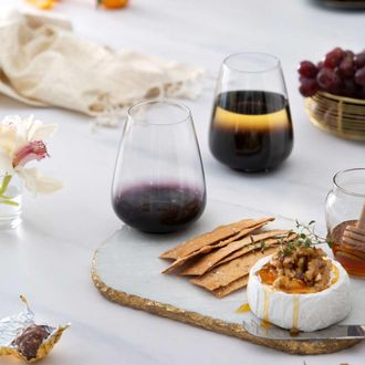 JoyJolt Black Swan Crystal Stemless White Wine Glasses - 23.1 oz - Set of 4