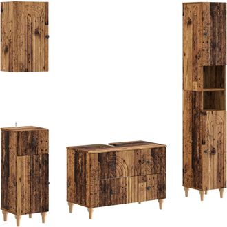 vidaXL Juego De Armarios De Ba&ntilde;o De 4 Piezas Alkmaar Madera Envejecida Vidaxl