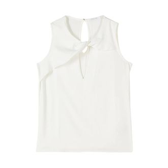 Patrizia Pepe Patrizia Pepe, Sleeveless Tops, female, White, Size: S V-neck Knot Sleeveless Top