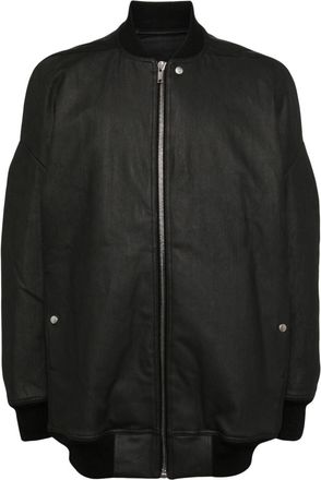 Rick Owens elongated bomber jacket - men - Polyester/Cotton/Elastane/Virgin Wool/Rubber/Cupro/Acrylic - 48 - Black
