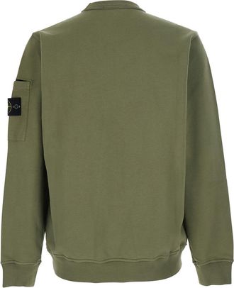 Stone Island Mens Crewneck Sweatshirt, Green Cotton Sweatshirts Sweater