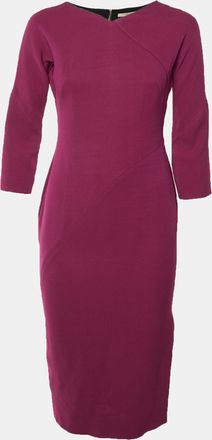 Victoria Beckham Magenta Crepe Sheath Dress