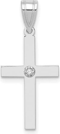 Diamond2Deal 14k White Gold.01 carat Diamond Cross Pendant
