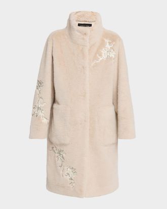 Kobi Halperin Peggy Crystal Applique Faux Fur Coat