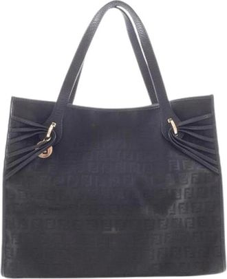 Fendi Pre-owned Tote Bags, female, Black, Size: ONE SIZE Pre-owned Canvas Tote Bag