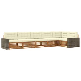 vidaXL Conjunto De Sof&aacute;s De Exterior 6 Pcs Natural Y Crema Vidaxl