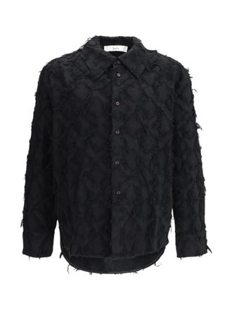 S&eacute;fr Black Fringed Cotton Shirt