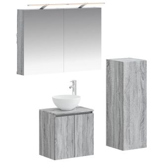 vidaXL Juego De Muebles De Ba&ntilde;o 4 Uds. Sonoma Gris Vidaxl