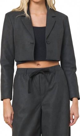 Vintage Havana Faux Leather Blazer In Black