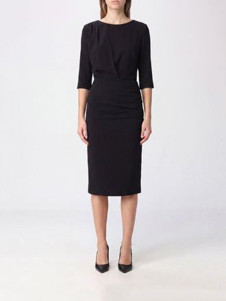 Pinko Slim Fit Long-Sleeved Midi Sheath Dress in Cr&ecirc;pe with Back Slit