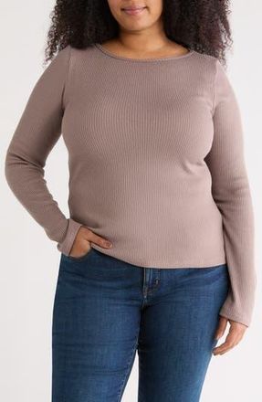 Renee C Long Sleeve Ribbed Top in Mocha at Nordstrom Rack, Size 3 X