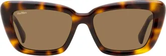 Max Mara MM0171 Tapered Rectangular Acetate Sunglasses - Havana