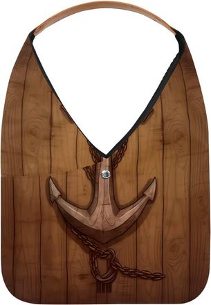 Generic Vintage Anchor Wooden Board Reusable Lightweight Grocery Bags - Foldable Into Compact Pouch, Washable & Sturdy, Multipurpose for Shopping and Travel