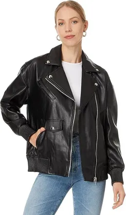 Blank NYC Vegan Leather Moto Jacket Womens Jacket Black 1 : MD, Faux Leather/Viscose