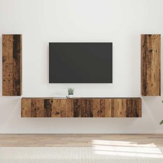 vidaXL Set Di Mobiletto Da Tv A Parete 4 Pz Legno Vecchio Vidaxl