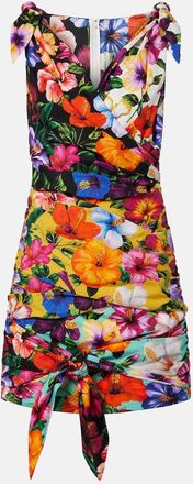 Dolce & Gabbana Vestido corto de algod&oacute;n floral drapeado
