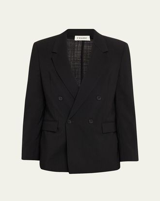 Frame Denim Mens Tropical Wool Double-Breasted Blazer