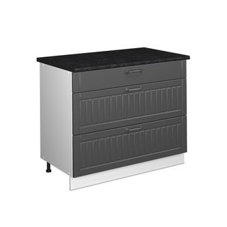 Vicco Mueble Bajo De Cocina Fame-line, Gris Oscuro/blanco, 100 Cm, Et Antracita, Vicco