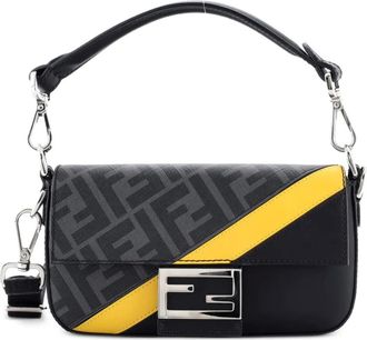 Fendi Baguette NM Bag Zucca Coated Canvas and Leather Mini shoulder bag - Zwart