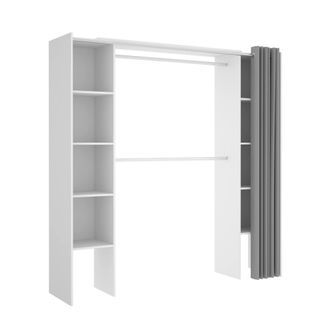 Dmora Armario Manaslu, Estructura Para Vestidor, Perchero Abierto, 180x50h205 Cm, Blanco Y Gris - Dmora