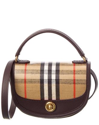 Burberry Highlands Mini Coated Canvas & Leather Shoulder Bag
