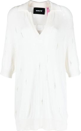 Barrow extra long distressed polo shirt - unisex - Viscose/Polyester - M - Neutrals