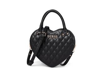 Guess Atabey Heart Bag Satchel Womens Handbags Black, Synthetic