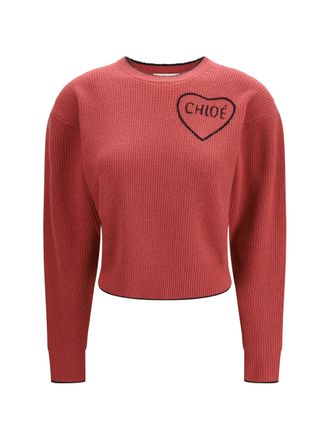 Chlo&eacute; Womens Cropped Pullover Coppery Pink Wool (ovis Aries) Sweater
