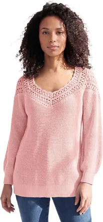 Roaman's Plus Size Crochet Pullover Sweater With Sweetheart Neckline in Soft Blush at Nordstrom, Size 28