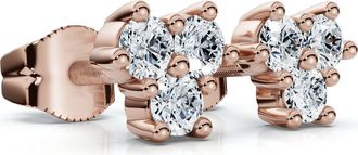 Pompeii3 Mini Trio Diamond Studs 14k Gold Lab Grown Womens Earrings