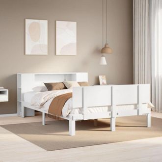 vidaXL Cama Con Estanter&iacute;a Sin Colch&oacute;n Madera Maciza Blanca 120x200 Cm Vidaxl