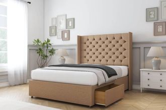 Sloomy Dior Dumfries Divan Set 2 Drawers-54 Wingback in Light Brown | Size: King