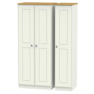 Welcome Furniture Westminster Ready Assembled Triple Plain Wardrobe in Cream Ash & Riviera Oak - Welcome Furniture | TJ Hughes