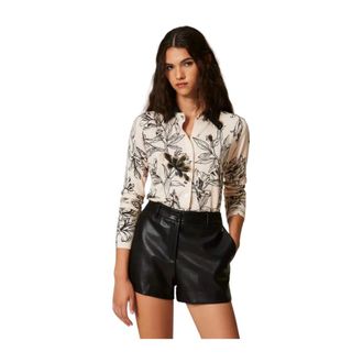 Twinset Truien & Vesten, Dames, Beige, XL, Katoen, Cardigan met bloemenapplicatie