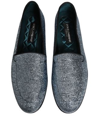 Dolce & Gabbana Glitter Lurex Logo Loafer - Blue