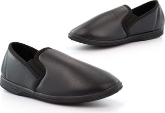 Generic Mens Slippers Mens Carpet Slippers Mens Slip On Slippers Mens Faux Leather Slippers Mens Black Slippers Black 10 UK