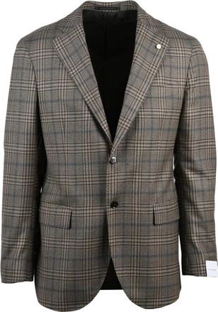 Lubiam Rounded Wool Jacket with Plaid Pattern and Tailored Fit