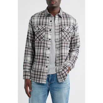 Pendleton Burnside Plaid Flannel Button-Up Shirt in Grey Plaid at Nordstrom, Size Large