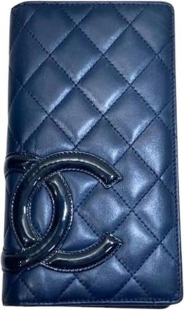 Chanel Pre-owned Lange portemonnee (bi-fold) - Dames - Vintage Accessoires - Blauw - ONE Size - Leer - Vintage