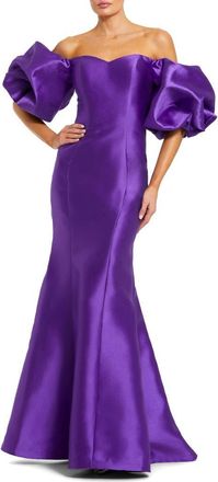 Mac Duggal Sweetheart Off The Shoulder Puff Sleeve Gown in Purple at Nordstrom, Size 10