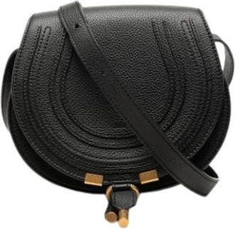 Chlo&eacute; Pre-owned Marcie Saddle Crossbody Bag - Dames - Vintage Schoudertas - Zwart - ONE Size - Leer - Vintage