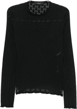 Gucci GG Monogram Trui met Ronde Hals - Dames - Ronde hals truien - Zwart - M - Truien & Vesten