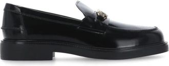 Tod's Tods, Loafers, female, Black, Size: 8 1/2 US Black Leather Loafers Round Toe