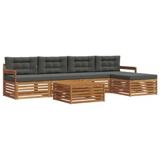 vidaXL Conjunto De Sof&aacute;s De Exterior 6 Pcs Natural Y Antracita Vidaxl