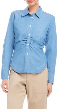 Fifteen Twenty Norlyn Gathered Button-Up Chambray Shirt at Nordstrom, Size X-Small