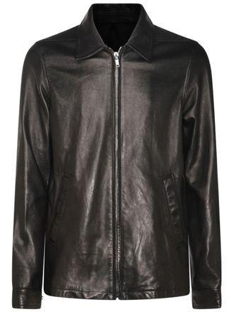 Rick Owens zip-up leather jacket - men - Cotton/Cupro/Lambskin - 48 - Black