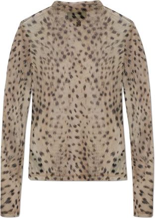 Amiri Animal Print Top - Dames - Longsleeves - Beige - M - Leer - Tops