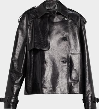 Michael Kors Oversized Cropped Leather Trench Coat